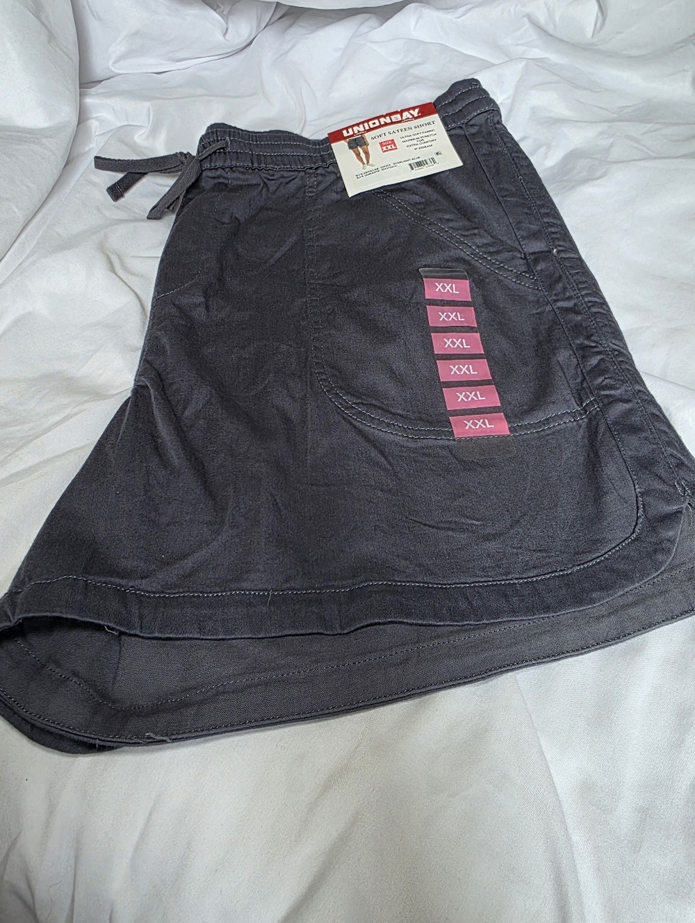 UNIONBAY Gray Blue Casual Drawstring Pocket Shorts NWT Womens Size XXL